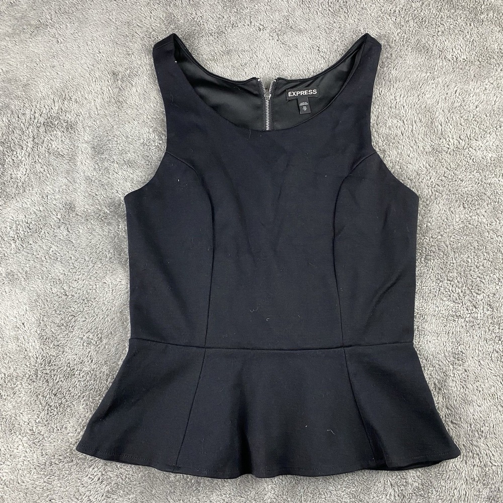 Express Peplum Top Lace Detail Womens XS Black
